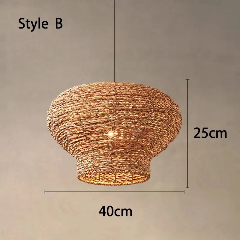 Retro Wijnstok Geweven Hanglamp Rotan Rieten Kroonluchter voor Slaapkamer woonkamer Eetkamer Restaurant Wabi Sabi Weven Kunst Lamp