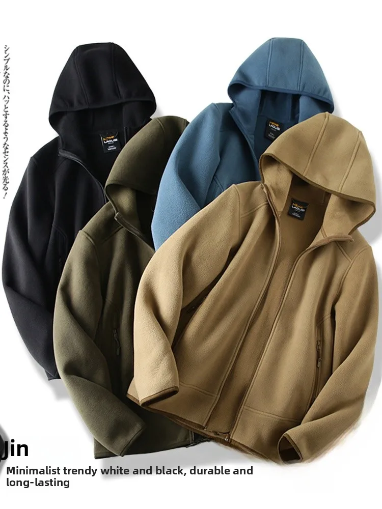 

Утепленная двусторонняя флисовая куртка с капюшоном 450 г для активного отдыха, осенне-зимняя, мужская, повседневная, теплая, ветрозащитная, на молнии, цветная