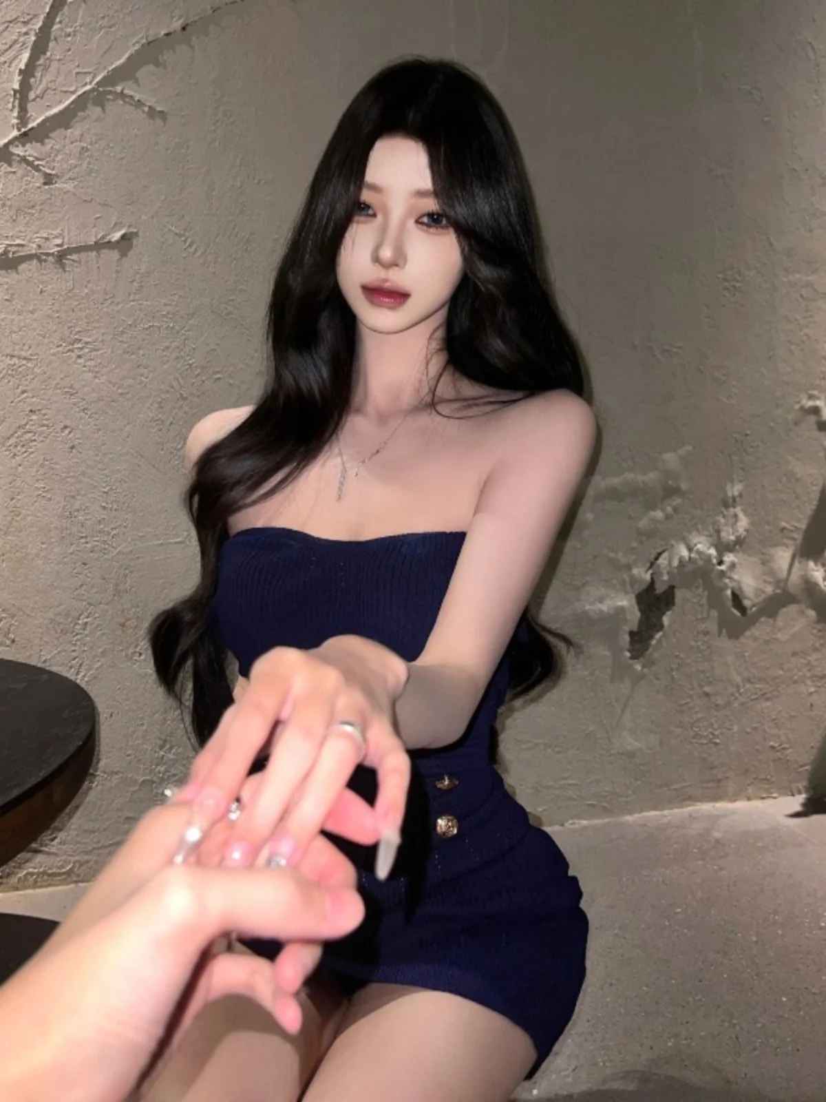 

Sexy Spicy Girl Date Dr Unique Super Beautiful Knitted Open Cardigan Tube Top Dr Two-Piece Set ort Skirt H-ape