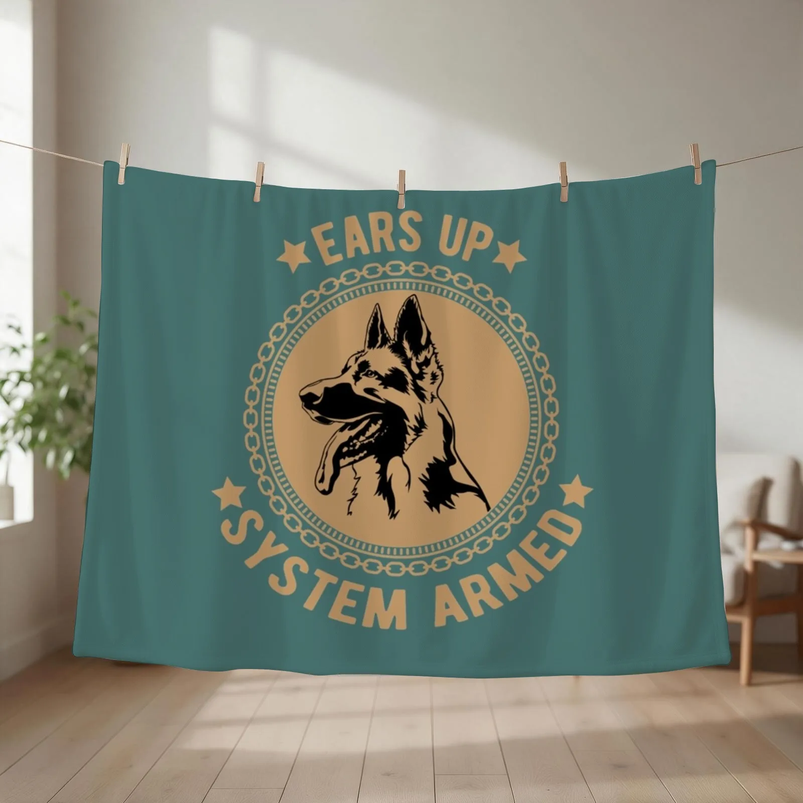 New Ears Up System Armed German Shepherd Throw Blanket couch cozy soft plush fuzzy picnic outdoor blanket