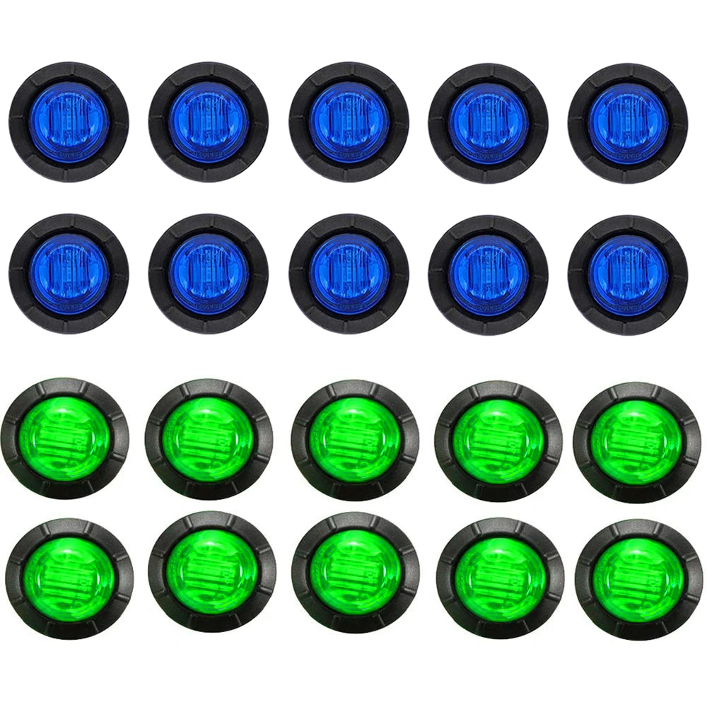 10* LED Round Boat Interior Deck Transom Courtesy Utility Lights Rubber and PC  Blue Light, Green Light