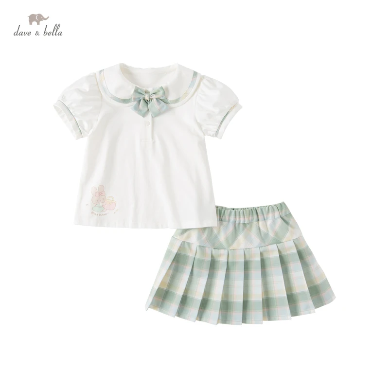 Dave Bella Girl's Suit Summer Clothes New Children's Two-Piece Pleated Skirt Large Child Skirt Jk Clothes DB2235512