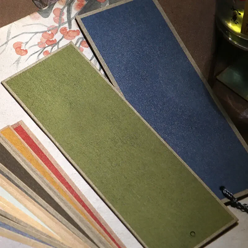 5PCS Chinese Xuan Paper Cards Half Ripe Calligraphy Handwritten Greeting Cards Multicolor Creative Retro Aat Blank Bookmark