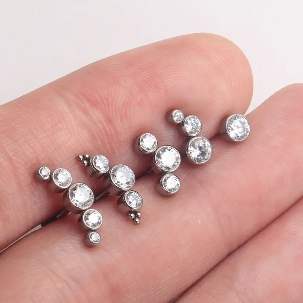 ASTM F136 Titanium punk Piercing Internal Thread Lip Cartilage 5A Zircon Labret Helix Tragus Body Piercing Jewelry wholesale