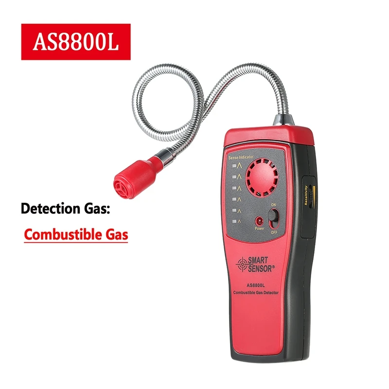 كاشف غاز قابل للاحتراق صغير ، مستشعر ذكي ، تسرب قابل للاحتراق ، محددات الموقع ، اختبار مع إنذار الصوت والضوء ، AS8800L