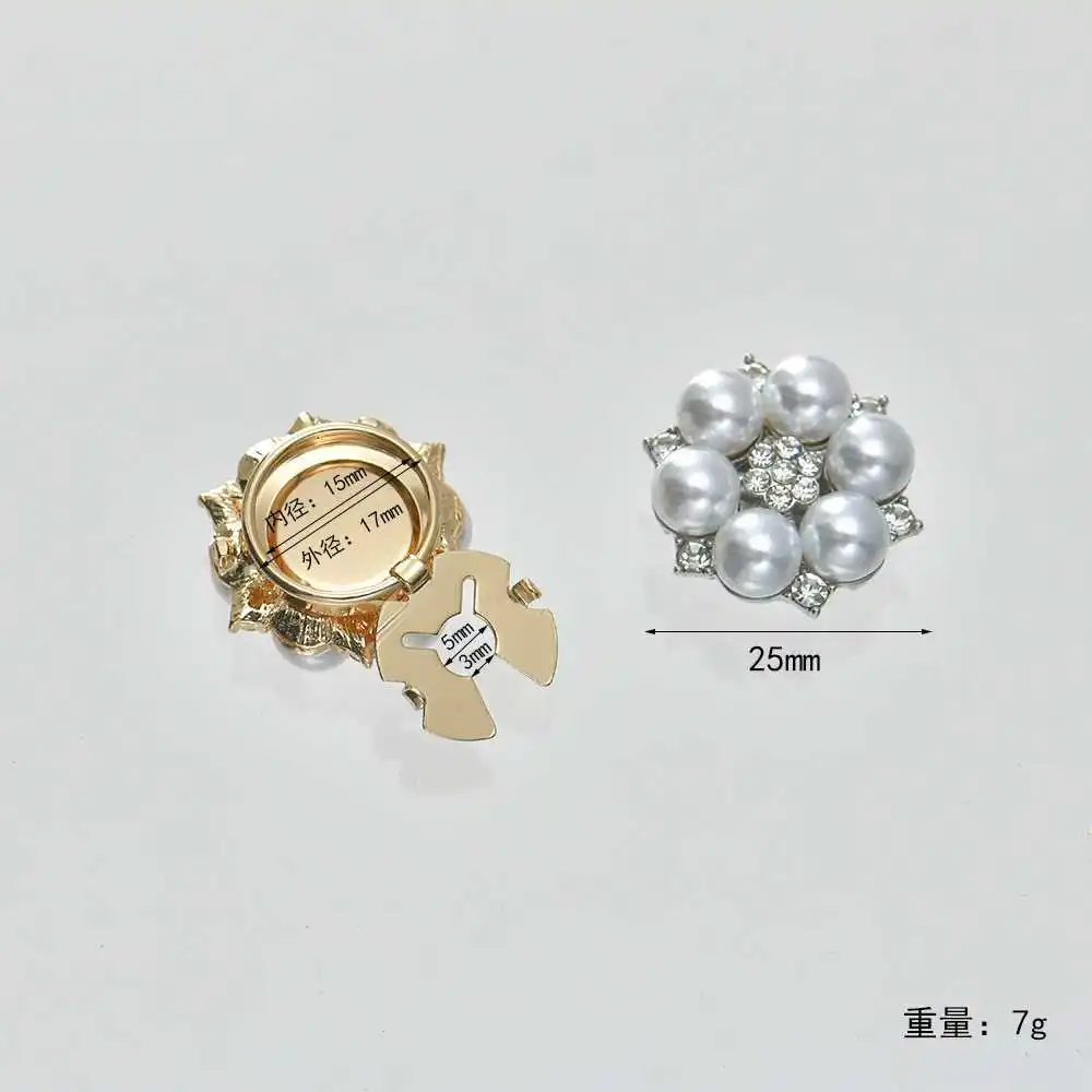 2pcs/OFXSHIP Pearl Embedded Diamond Flower Plate Cufflinks Press Type DIY Simple Shirt Small Fragrance Style Fashion Accessories