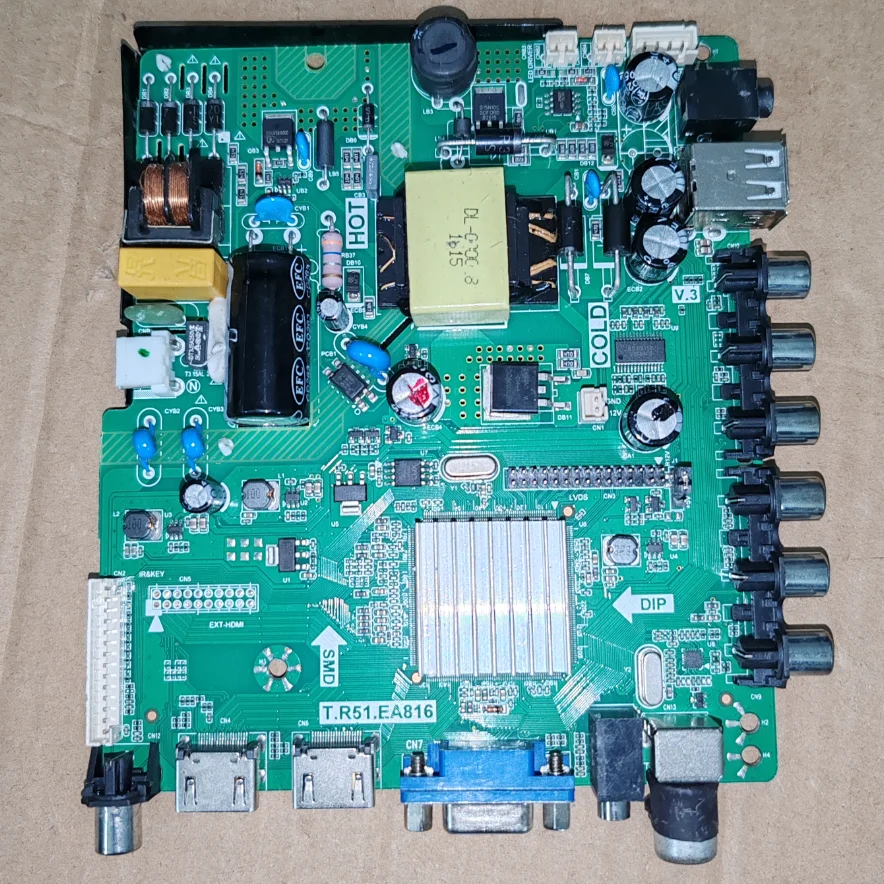

T.R51.EA816 Three in one LED TV motherboard, physical photo, tested for 33--43V 530MA