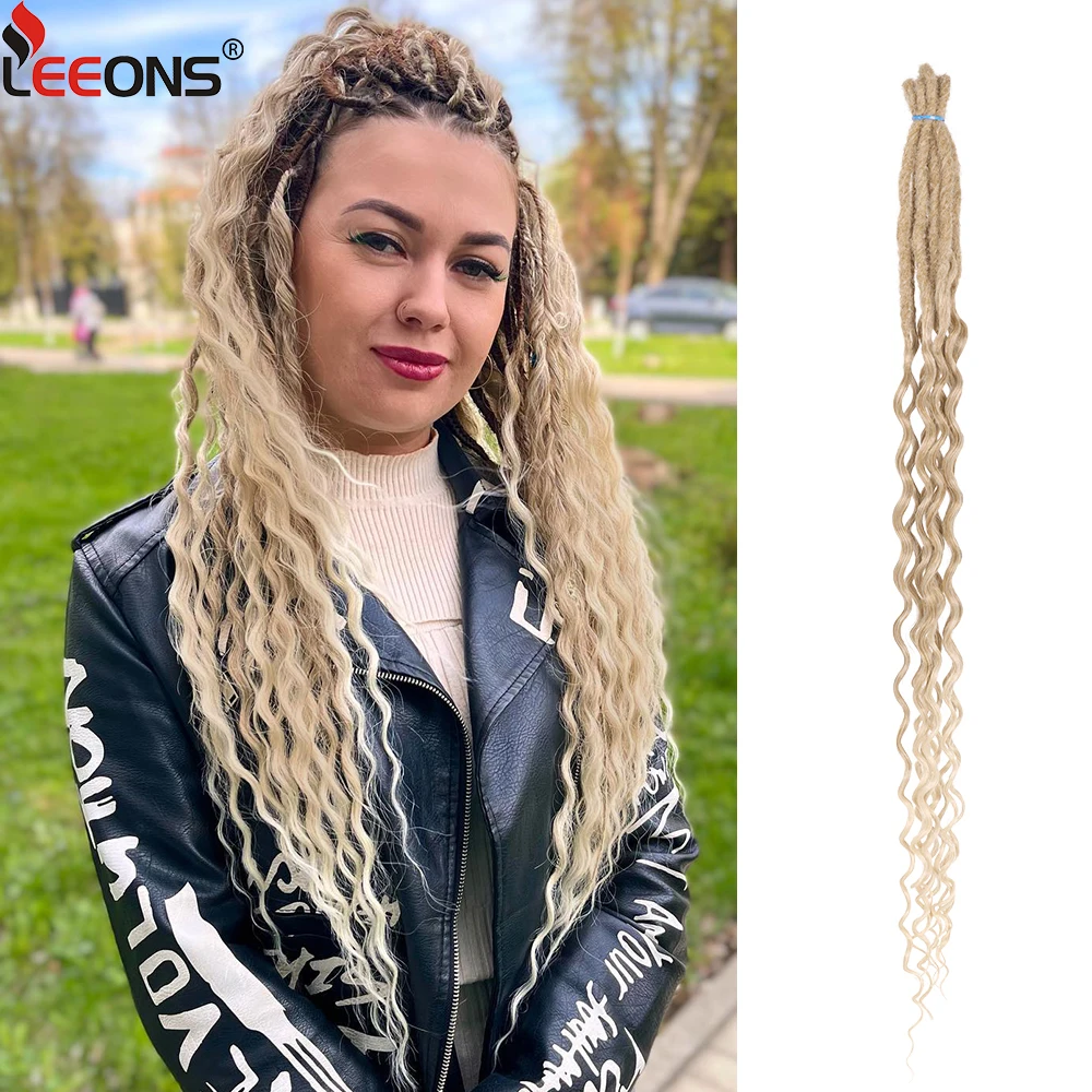 

24 Inch Curly Dreadlock Extensions Ombre Blonde Synthetic Crochet Wavy Dreads Extensions New Locs Crochet Braids For Women