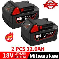 New 18V 12Ah Replacement for Milwaukee M18 XC Lithium Battery 48-11-1860 48-11-1850 48-11-1840 48-11-1820 Rechargeable Battery