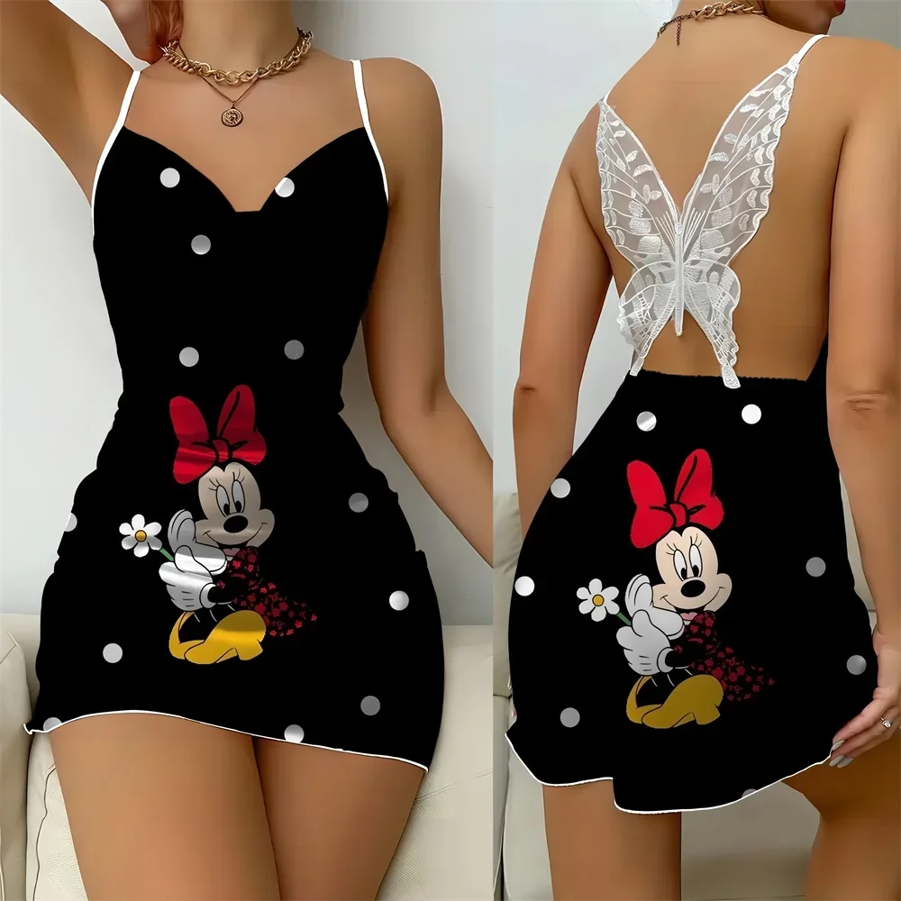 Summer Fashion New Nightwear for Women Sexy Hot Romantic Female Sleeping Skirt Cartoon Pattern Women's Sleeveless Home Dress