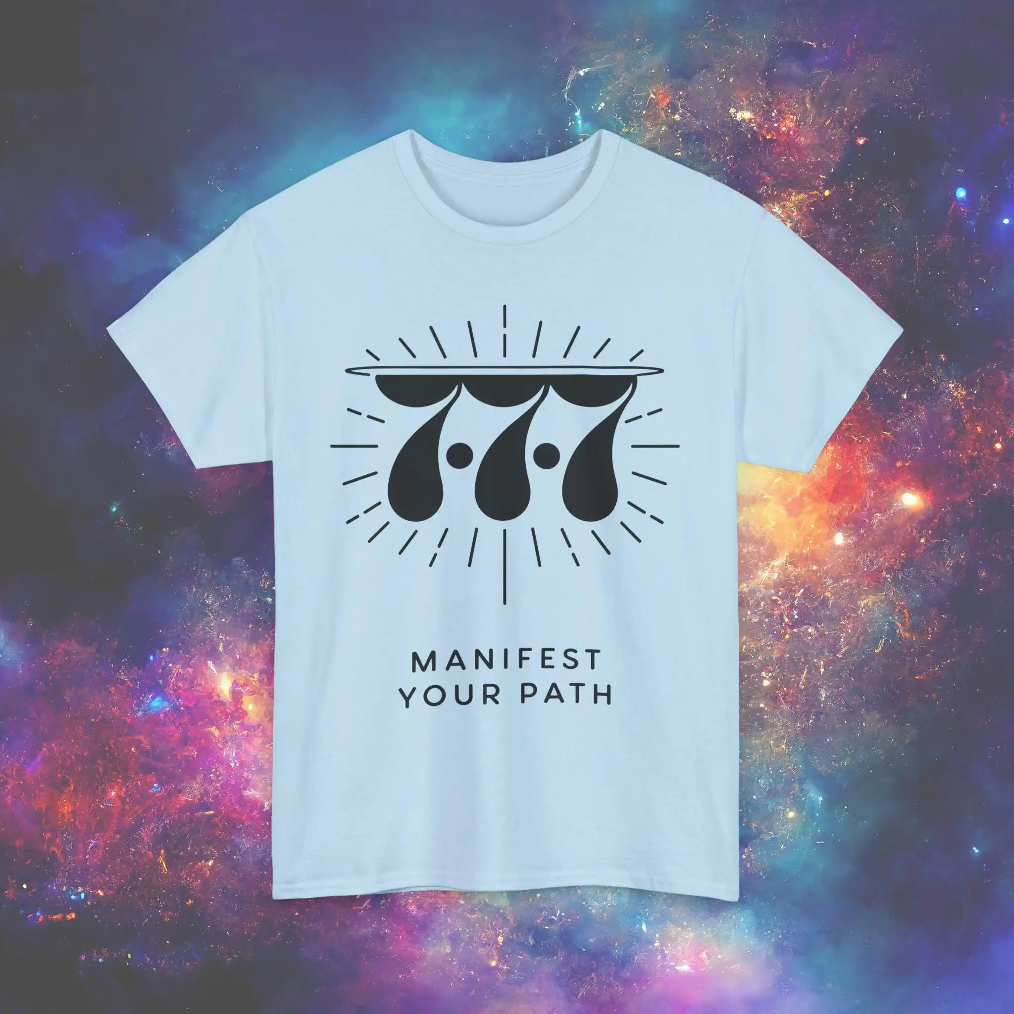 

777 Manifest Your Path T Shirt Spiritual Numerology for Manifestation Angel Number Cotton Apparel
