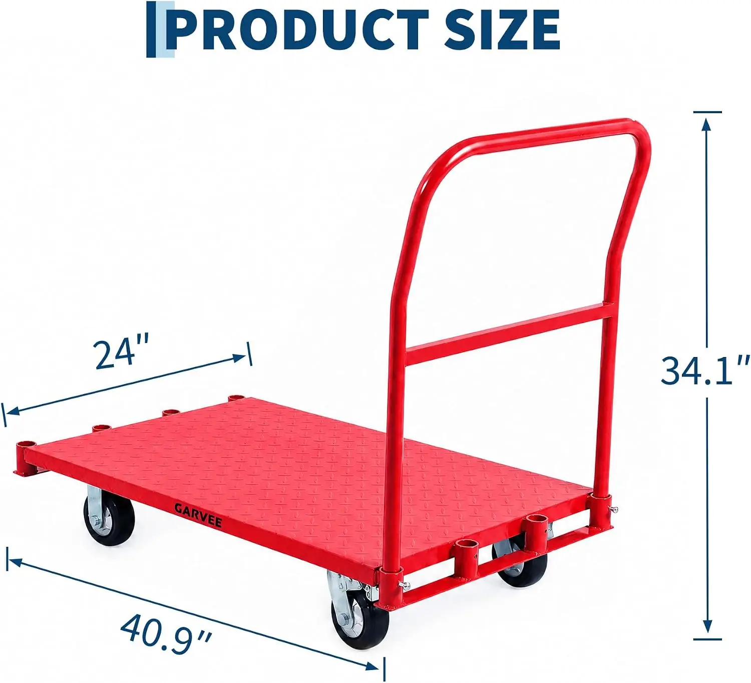 Heavy Duty Steel Panel Truck Cart,41 x 24in Lumber Drywall Cart Dolly 2000LBS Capacity Multi-Functional Cage Carts with1 Front and 3 Side Handrails for Warehouse