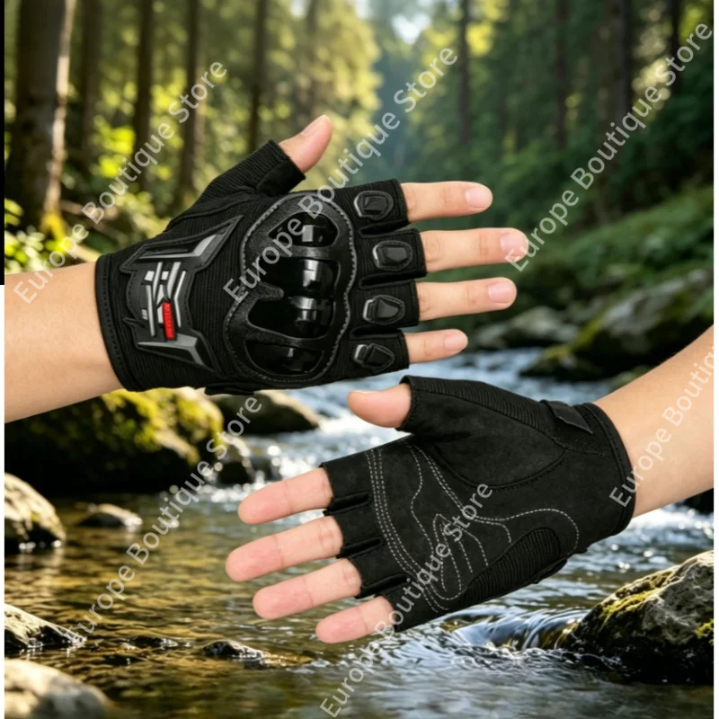 

2026 NEW Anti Fall Anti Slip Half Finger Motorcycle Gloves Men Summer Breathable Wear Resistant Racing Riding Gear