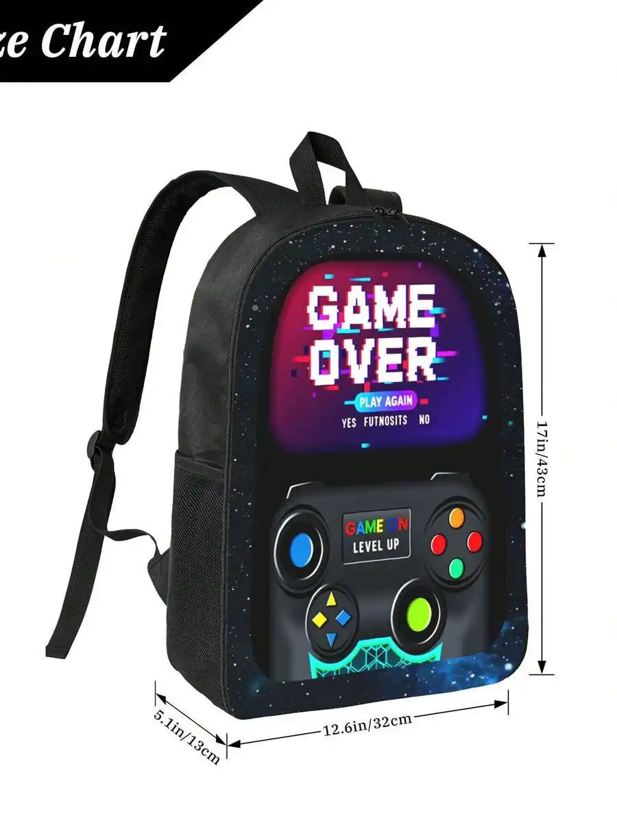 

Gaming Backpack With Controller Design Lightweight Daily Bag Adjustable Straps Zipper Closure
