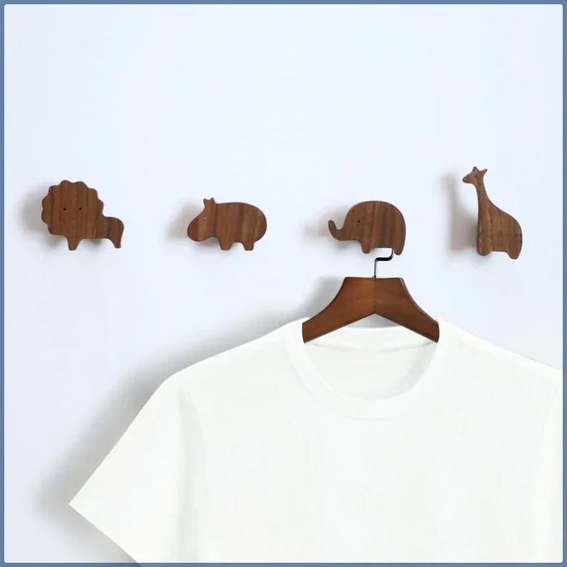 Children's Room Decorative Hooks Wood Wall Hooks Lion Cat Key Hook Modern Creative Home Coat Rack Hanger Bag Hooks for Hanging