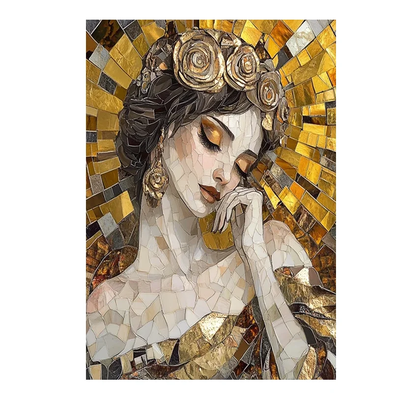 

Mosaic Girl art Klimt style Marble style Golden Poster Poster for Home Wall Decor Gift for Women Decorative Painting