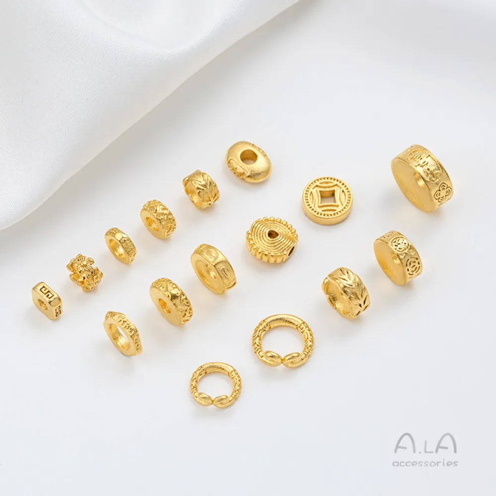 فيتنام الرمال الذهب ورقة نمط داجي النحاس عملة يترك الحاجز تشغيل حلقة DIY مطرز طوقا مجوهرات اكسسوارات #1