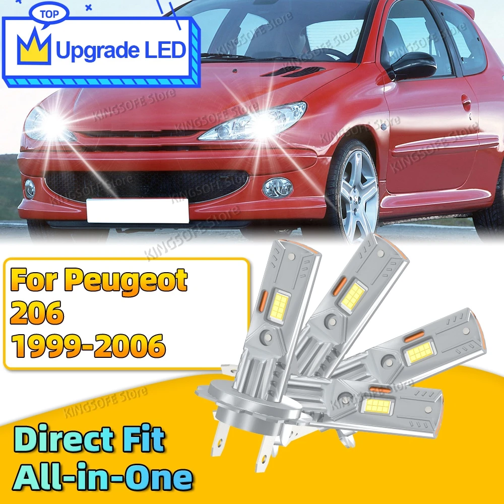 

2/4Pcs H7 Low Beam Car LED Headlight Bulbs 6000K All-in-One Ultra Bright For Peugeot 206 1999 2000 2001 2002 2003 2004 2005 2006