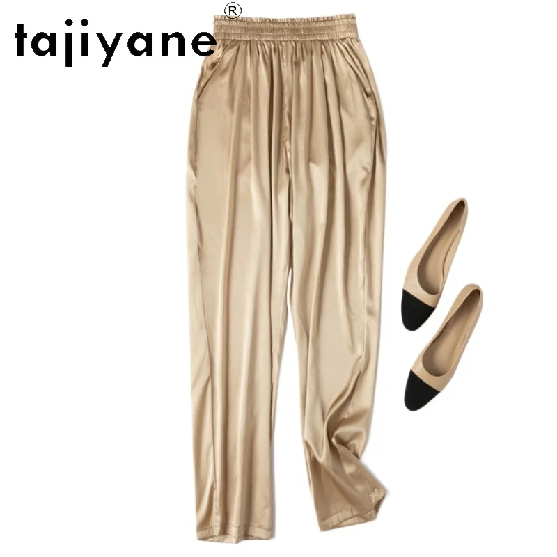 

TAJIYANE Women' 93% Natural mulberry silk Pants Champagne Casual Pants Slim Fit Summer Harem Trousers Woman Clothing 2026 Штаны