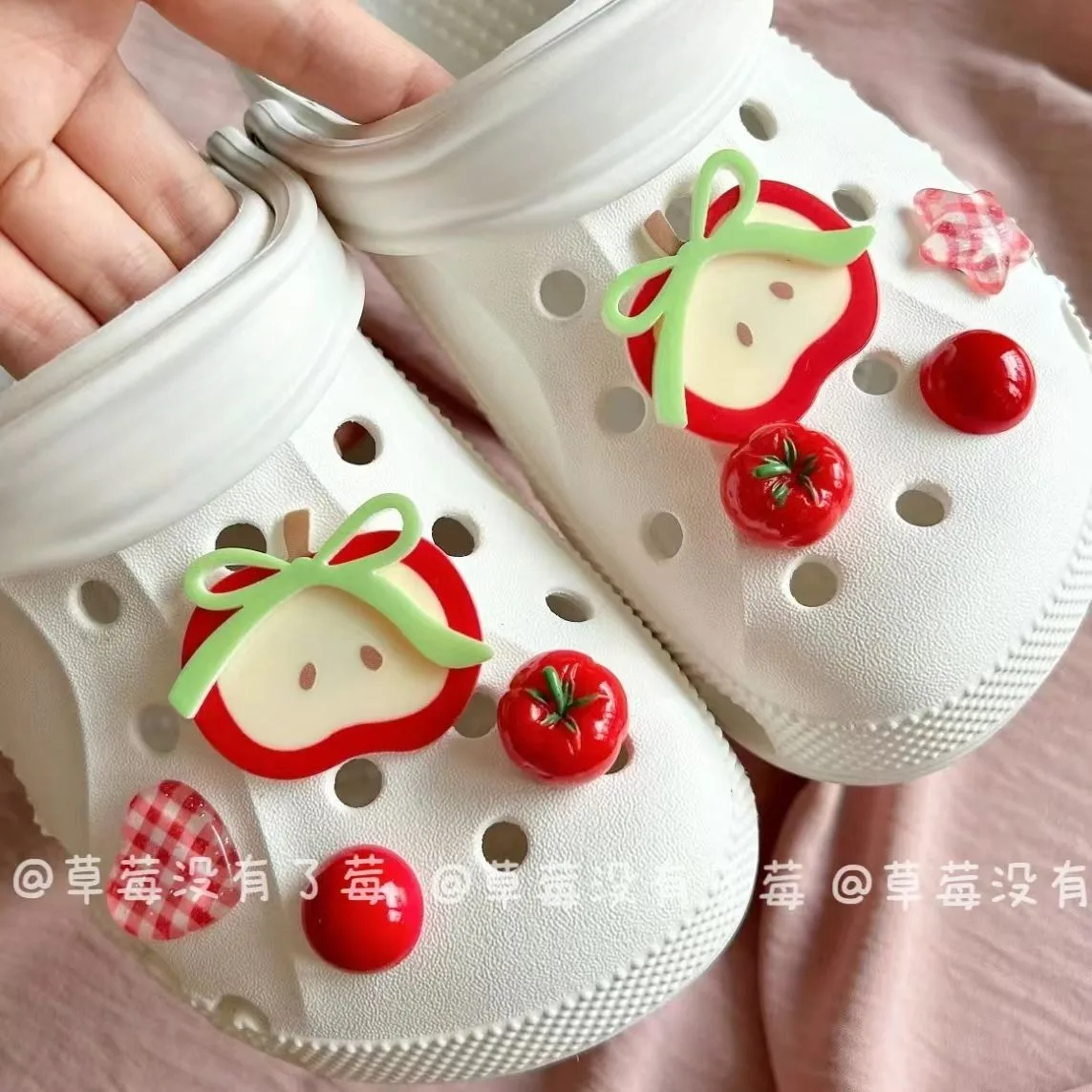 

Apple and Tomato Series Funny Charms for Crocs Interesting Adornment for Clogs Sandals Ins Popular Footwear Decoration DIY Gift