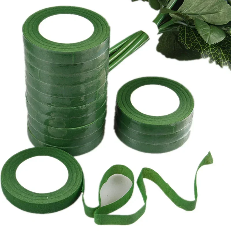 1-10rolls Bouquet Floral Stem Tapes Green Self-Adhesive Tapes Florist Flower Wrapping Tape Wedding Party DIY Decoration Supplies