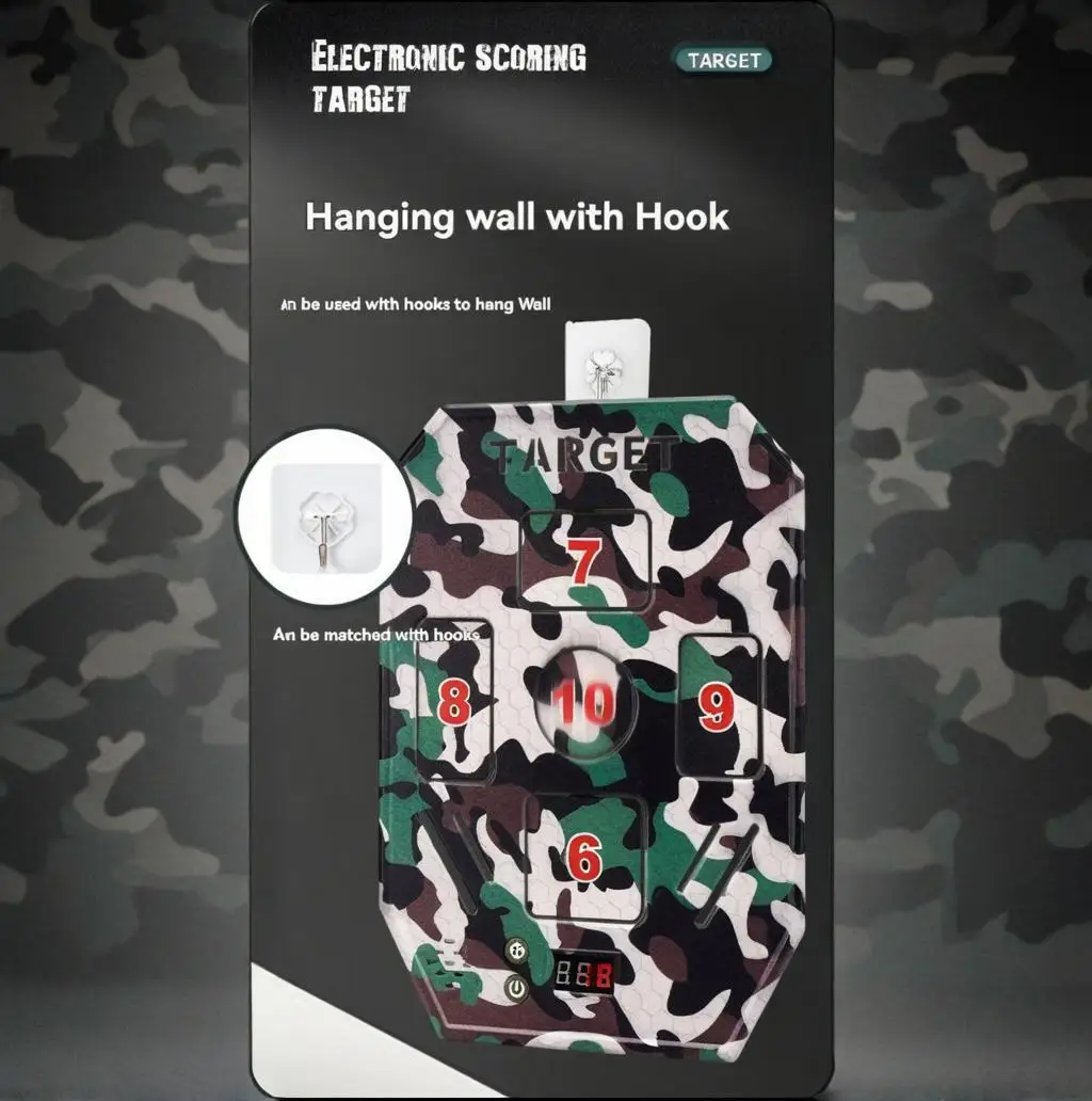 자동 점수 기능 및 사운드 피드백을 갖춘 위장 모델 실내 스포츠 장난감