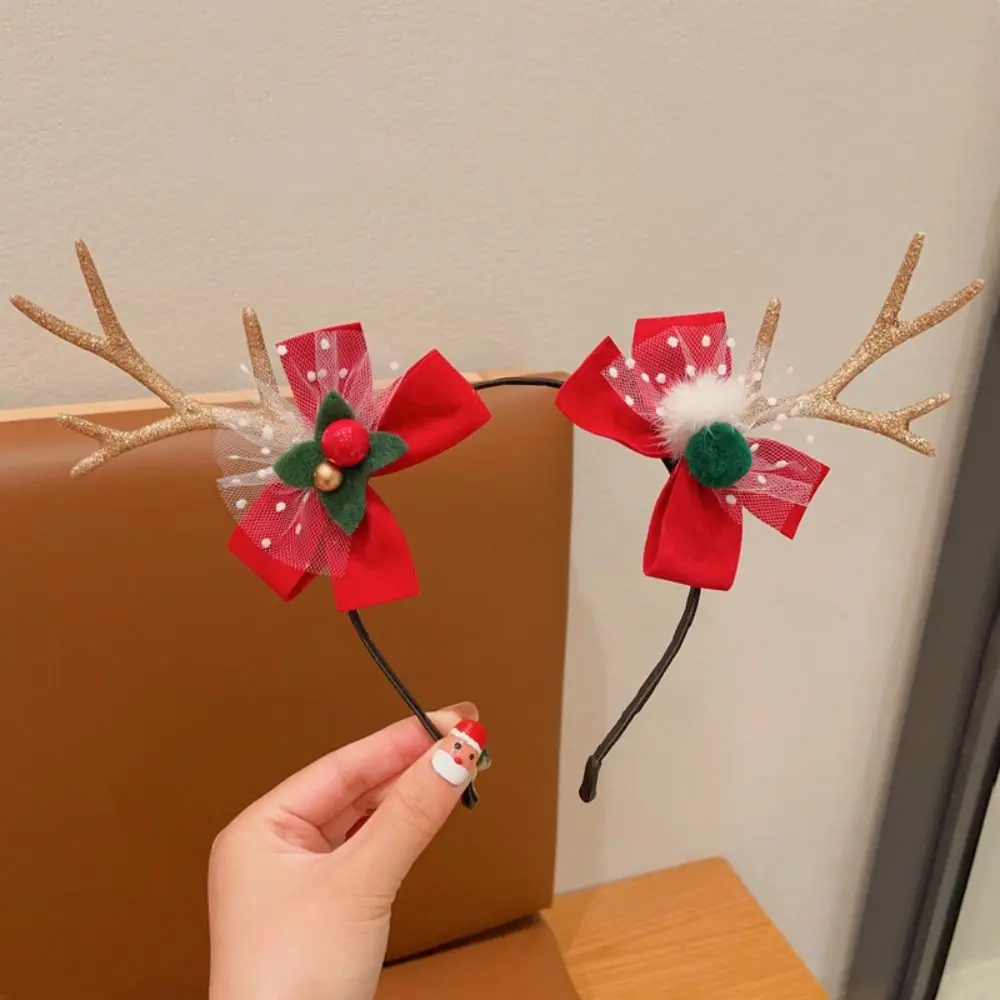 

Cosplay Costume Elf Christmas Headband Santa Claus Snowman Antlers Headband Bowknot Hair Band Christmas Elf Headband Ladies