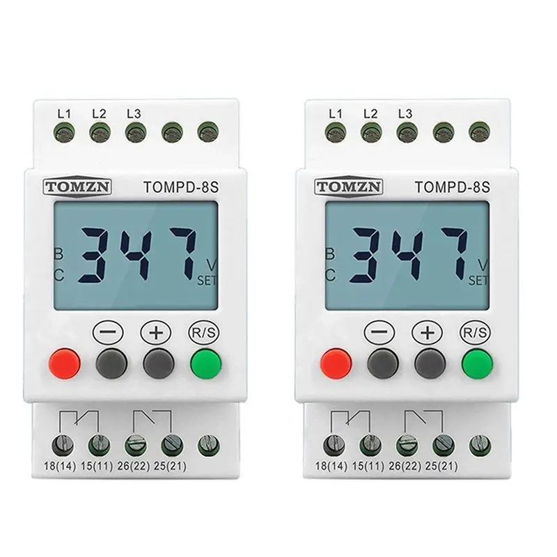 LLCS-2X 3 Phase Din Rail Adjustable Under Over Voltage Protector Voltage Monitoring Sequence Protection Relay