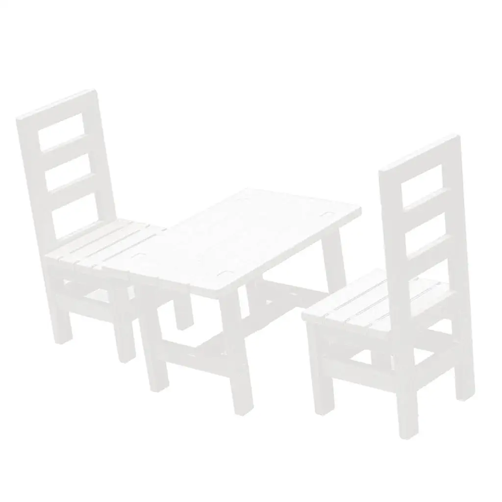 Wooden Dollhouse Dining Table Chairs 1 6 Furniture Kit Miniature Kitchen Set for Barbie House Decoration
