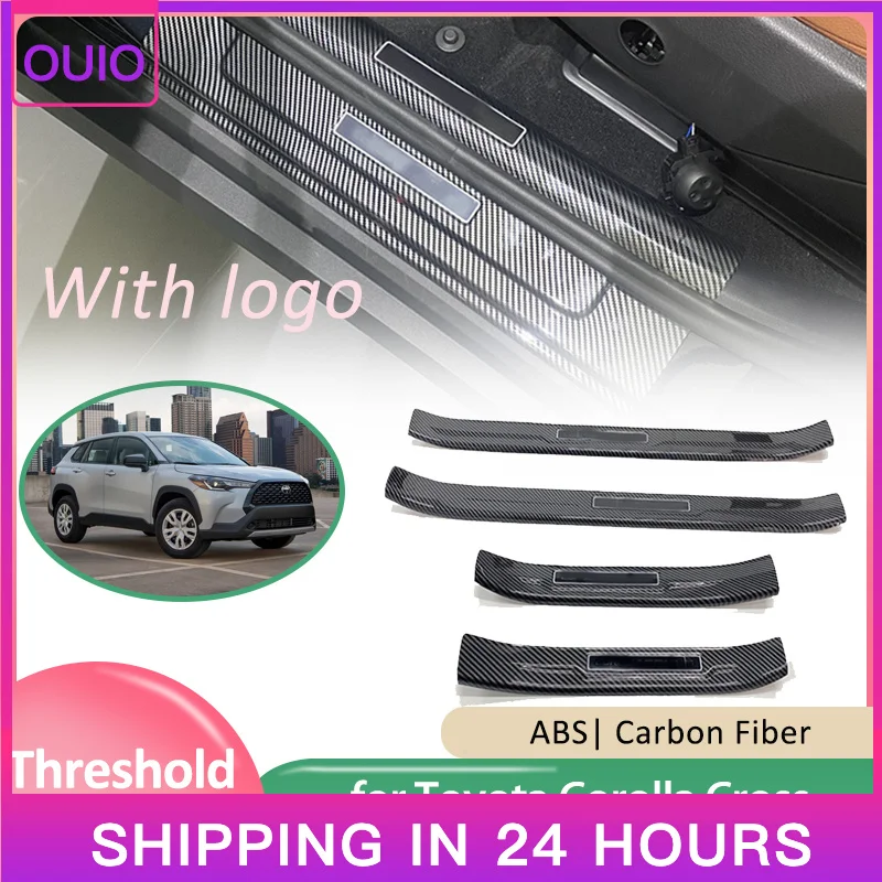 OUIO Car Door Sill Protector for Toyota Corolla XG10 2022-2024 Threshold Scuff Plate Anti-Scratch Door Entry Protector Cross
