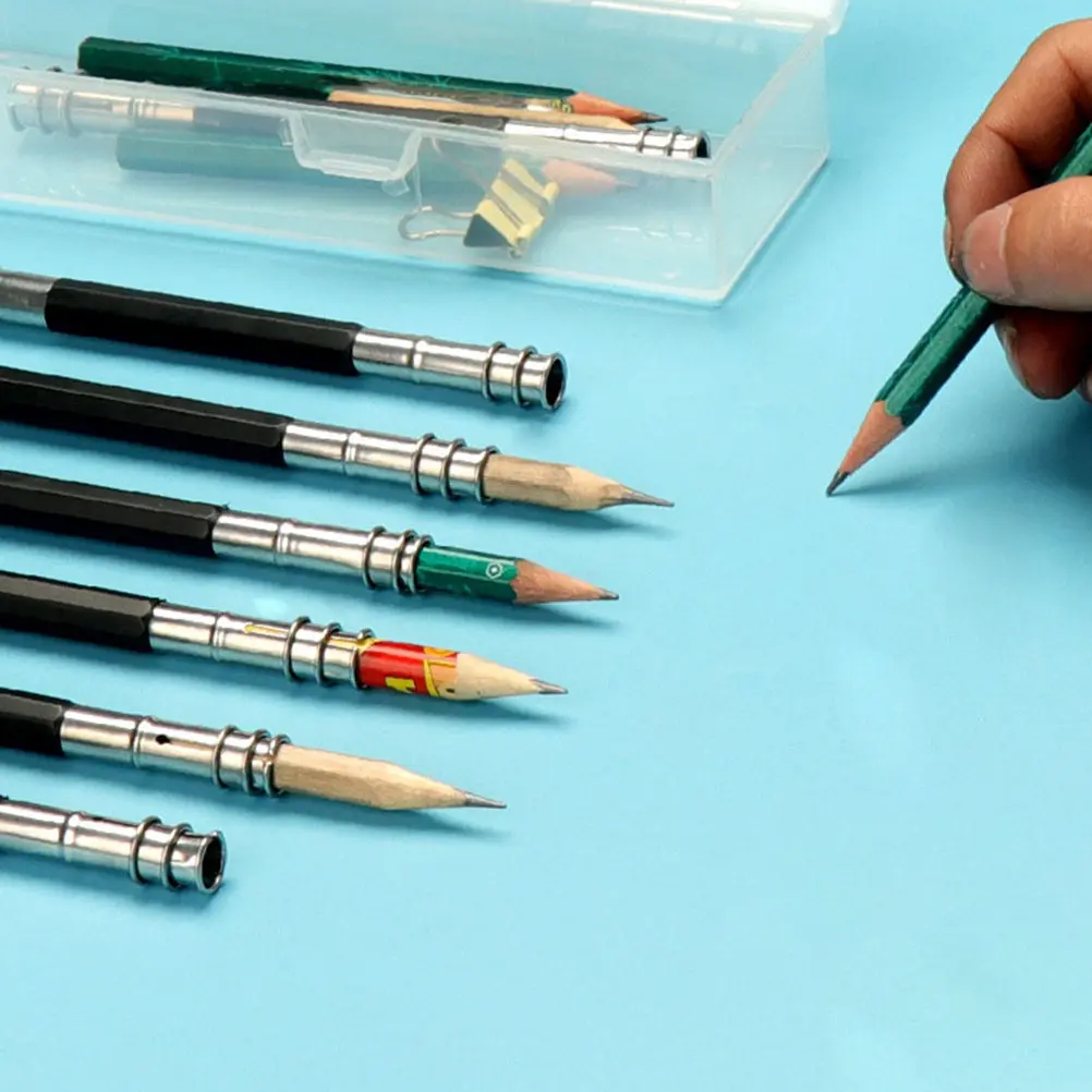 

10Pcs Pencil Lengthener Stainless Steel Metal Pencil Extender Double Ended Holder for School Office Art Supplies