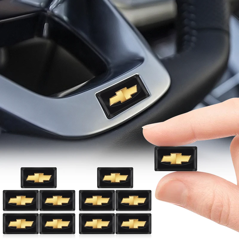 5/10 Uds. Pegatinas 3D con emblema del logotipo del coche del volante de fibra de carbono para Chevrolet Captiva Trax Aveo Colorado Cruze Spark Malibu