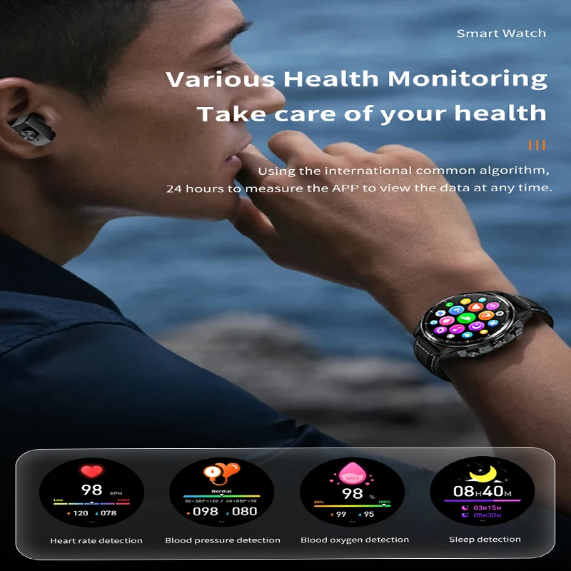 2026 New Smart Watch TWS 2-in-1 Bluetooth Earphones HIFI Sound Quality GPS Heart Rate Bluetooth Call For Men Women Smartwatches