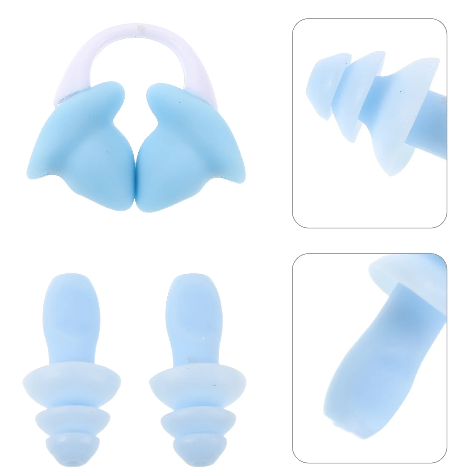 

1Set Friendly Swimming Nose Clips Ear Plugs Blue M Ergonomic Design Waterproof Silicone Set for Swimming Diving Fun