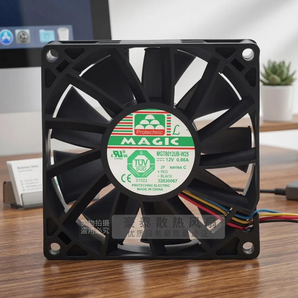 For MAGIC MGT8012UB-W25 8025 DC12V 0.66A 4-Wire PWM Silent Cooling Fan
