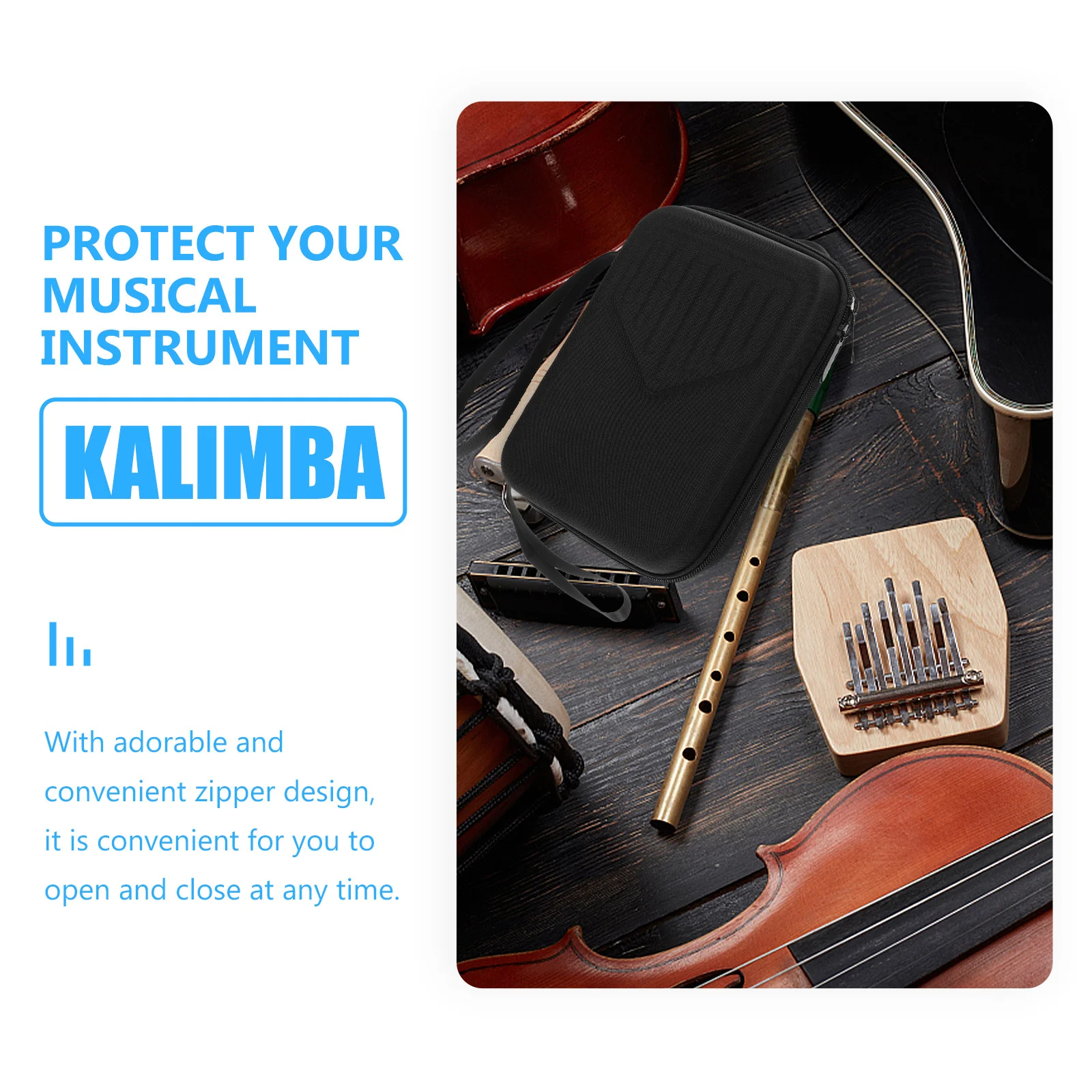 

Thumb Piano Storage Case Black Eva Protective Kalimba Bag Lightweight Portable Compact Finger Piano Pouch Travel Holder