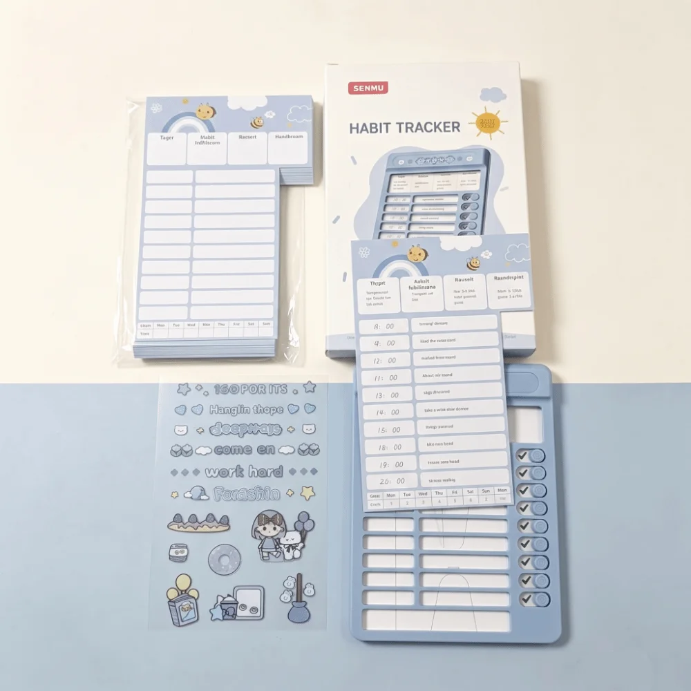 Acrylic Daily Schedule Planner Blank Paper 15 Blank Paper To-Do List Board Punch-In Device Reusable Chore Chart Office