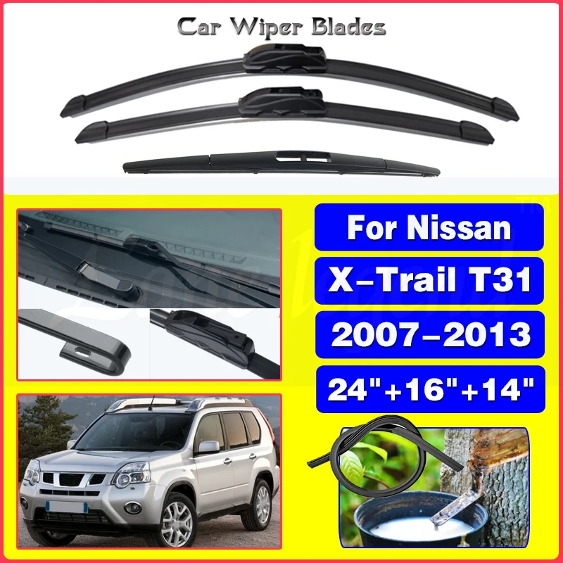 

Wiper Front Rear Wiper Blades Set For Nissan X-Trail T31 2007-2013 2012 2011 2010 2009 Windshield Windscreen Window 24"+16"+14"