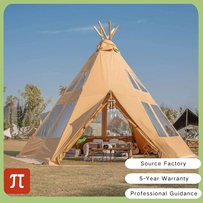 

Индийская палатка с деревянной рамой, непромокаемая палатка Типи Сафари, высококачественная водонепроницаемая палатка для глэмпинга, гостиный курорт, роскошный открытый кемпинг
