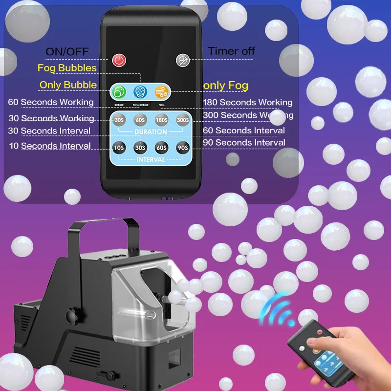 3-in-1 안개 거품 기계, 무선 리모컨이 있는 연기 거품 기계, 자동으로 안개 거품, 거품, 연기를 만듭니다.