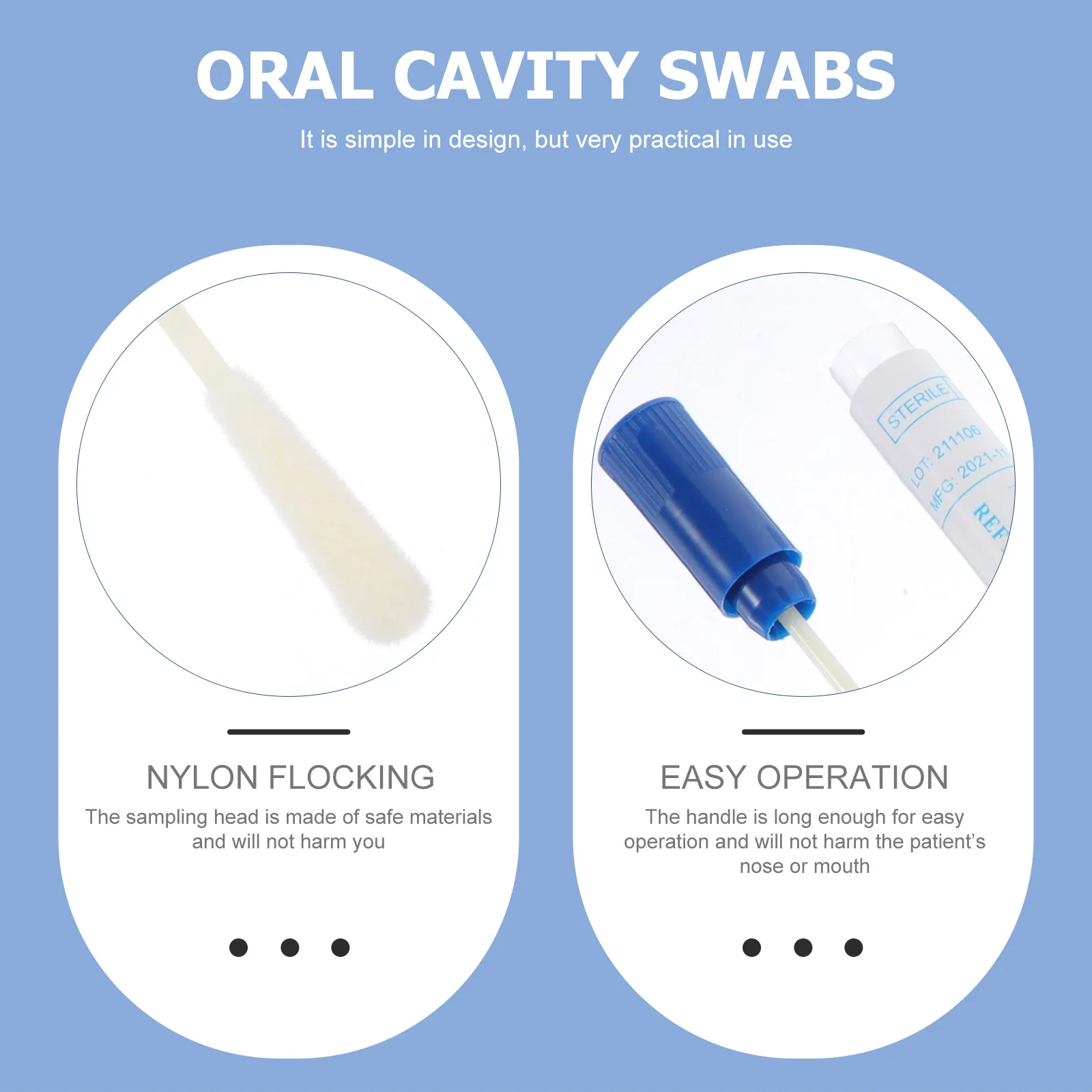 

50 set Pharyngeal Swab Sampler Flocked 8CM Breakable Sterile Disposable Sampling Accessory Random Color