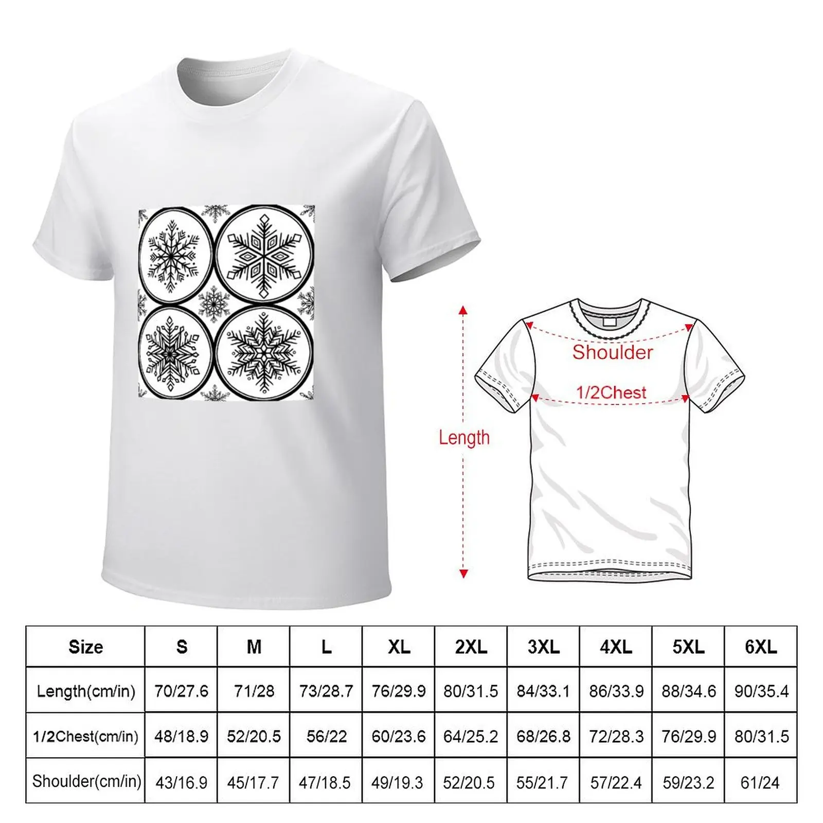 Snowflakes - white and black Christmas pattern T-Shirt anime customizeds anime clothes animal prinfor boys mens t shirt