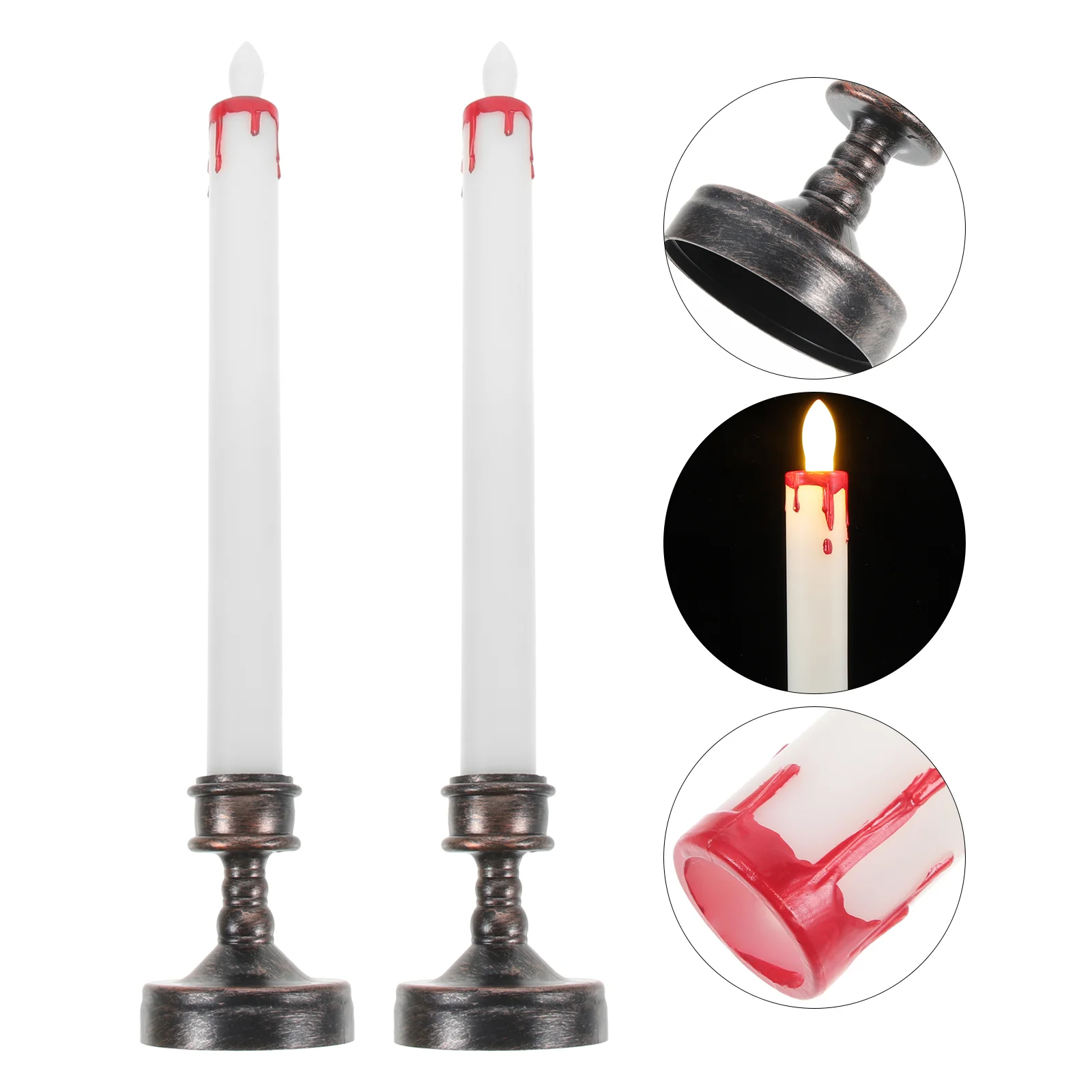 Xmas LED Light Flameless Taper Candles Electronic Holders Decor Reusable Lights Pillar Fake Sticks