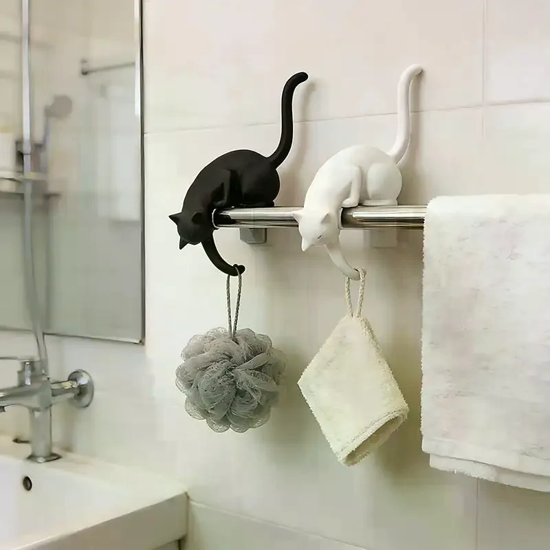 Stylish 3D Cat Hanging Hook Reversible Storage Creative Feline Design for Organized Homes
