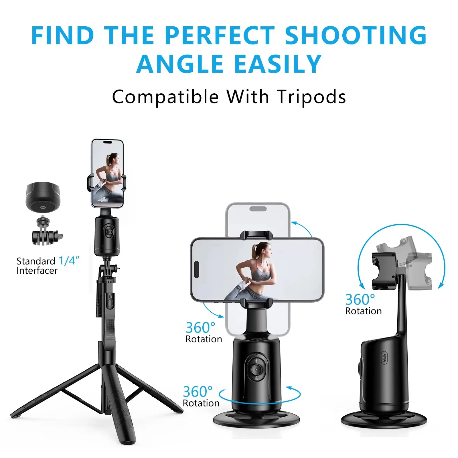 Intelligent Ai New Mini Selfie Stick Automatic Face Tracking Shooting 360 Degree Rotation Follow Live Phone Holder Gimbal
