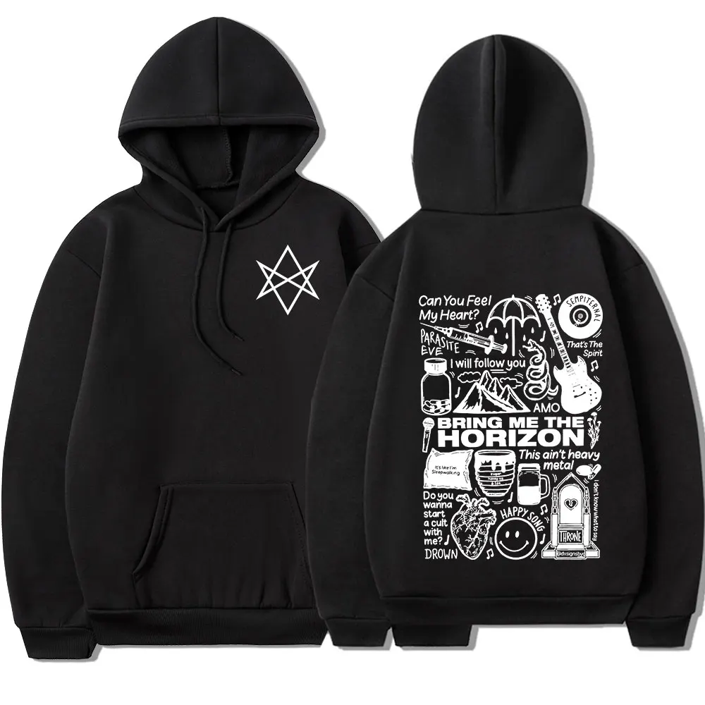 BringMe TheHorizon Kapuzenpullover BMTH Heavy Metal Rock Band Sweatshirt Herren Retro Langarm-Sweatshirt