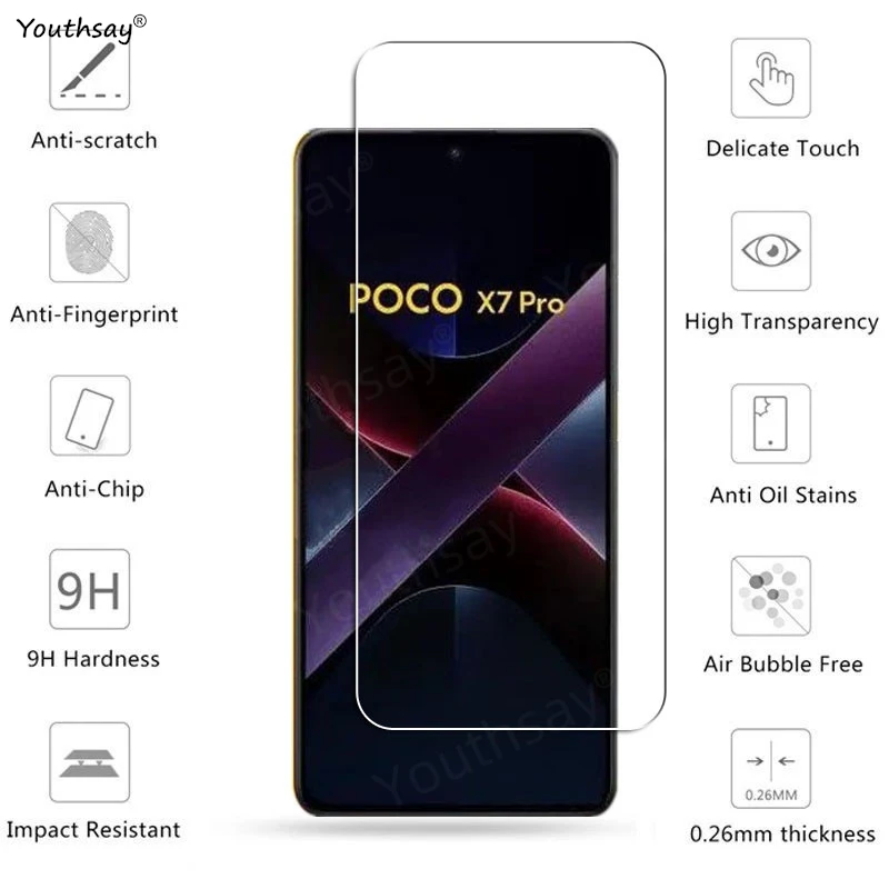 Full Gule Glass For Poco X7 Pro Tempered Glass Poco X7 Pro Screen Protector HD Protective Phone Camera Lens Film Poco X7 Pro