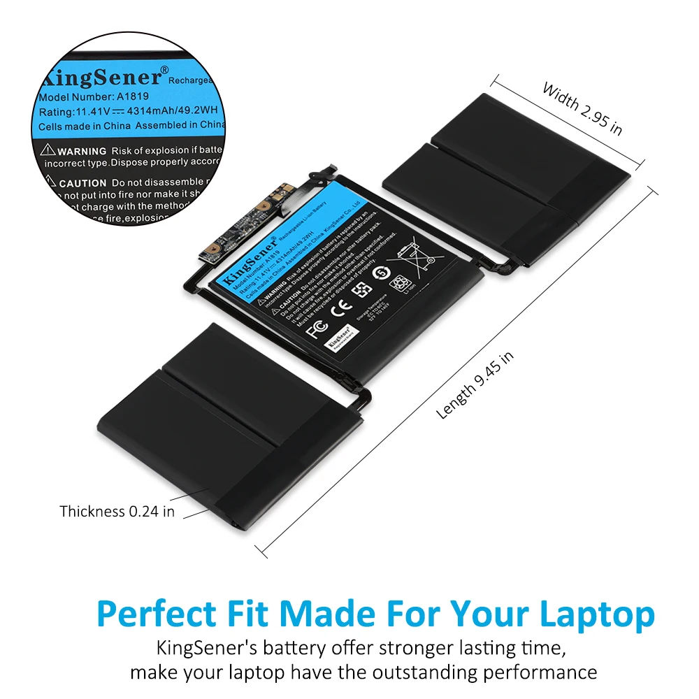 KingSener A1819 Batteria per Apple MacBook Pro 13'' Touch Bar A1706 Fine 2016 Metà 2017 EMC 3071 EMC 3163 MLH12LL/A MPXV2LL/A