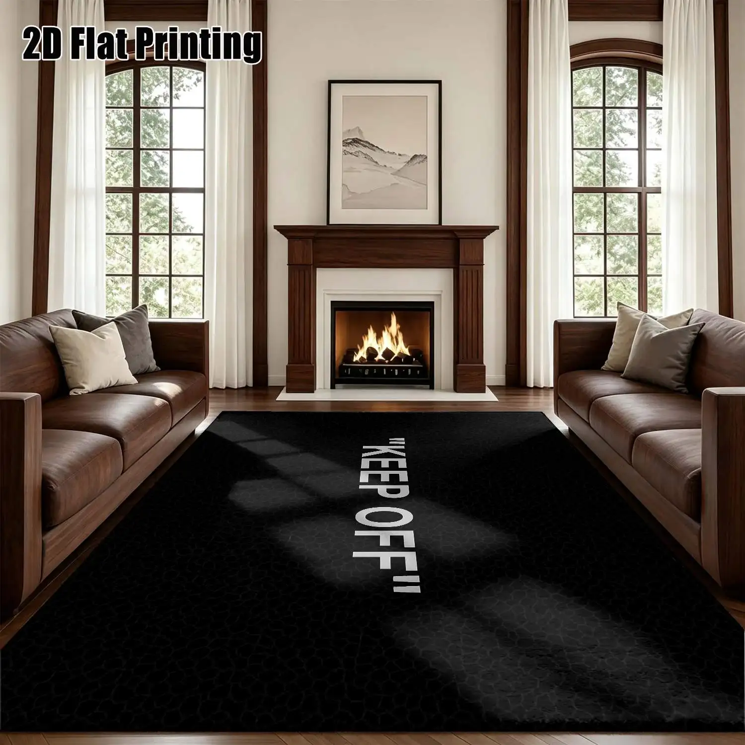 1Pc 2D Printed Black-White Letter Pattern Carpet: Modern Simple Instagram-Style Geometric Line Rug, Machine Washable, Multi-Size, for Home Decor, Entryway/Dining Room/Foyer/Bedroom/Living Room