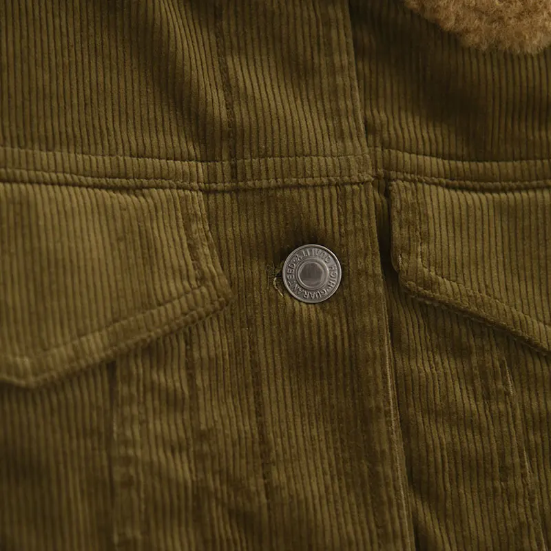 Casaco Casual F Estilo Vintage Slimming Versátil Jaqueta de Corduroy Moda de Inverno Com Fechamento de Botão de Manga ...